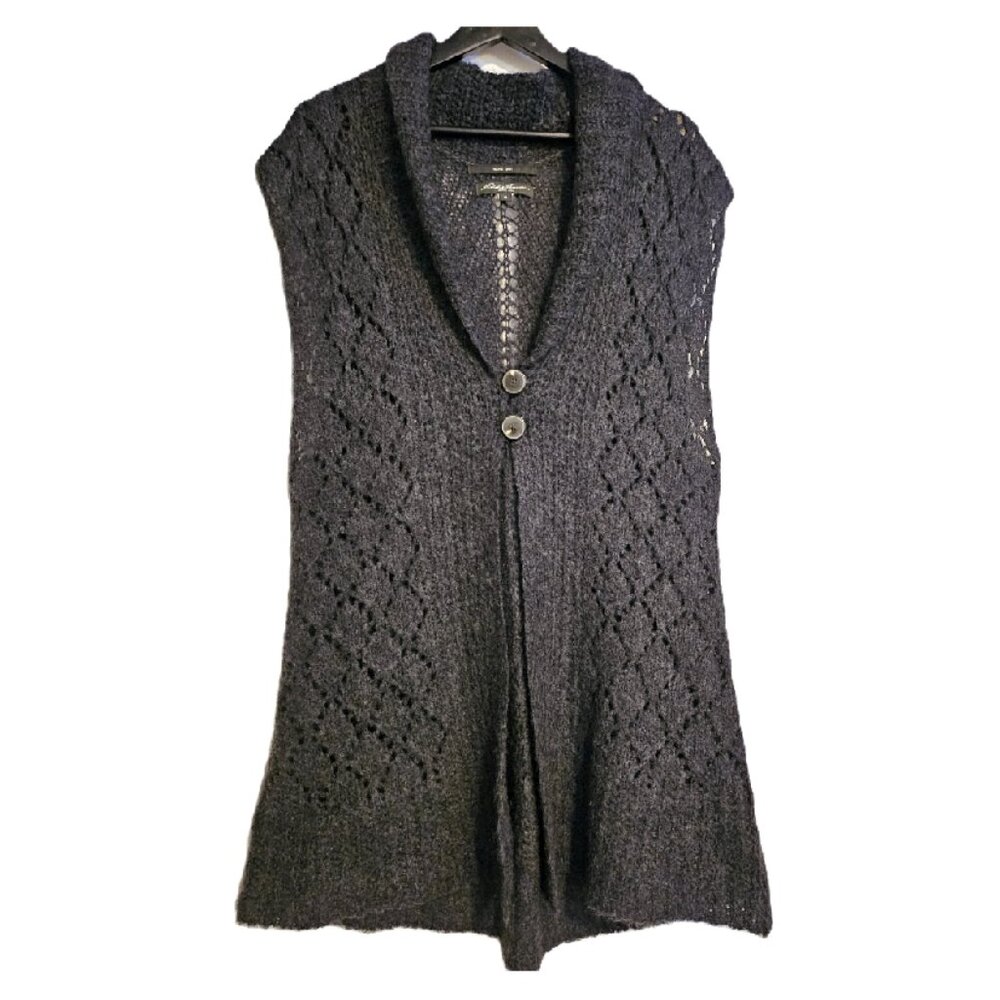 EDDIE BAUER Grey Hand Knit Mohair Blend Sweater Vest Size XL
